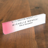 Rosa Weiß Minimalistisch Weibliche Schlicht Modern Namensplakette (Seite)