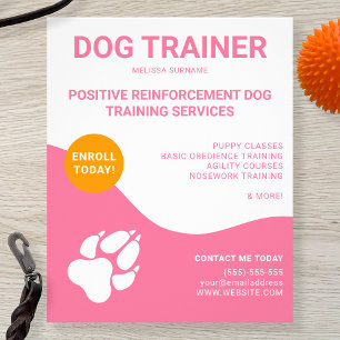 Rosa & Weiß mit Orange & Hundepfote - Hundetrainer Flyer