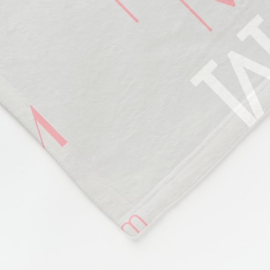 Rosa/weiß, modern mit Monogramm grau Fleecedecke (Ecke)