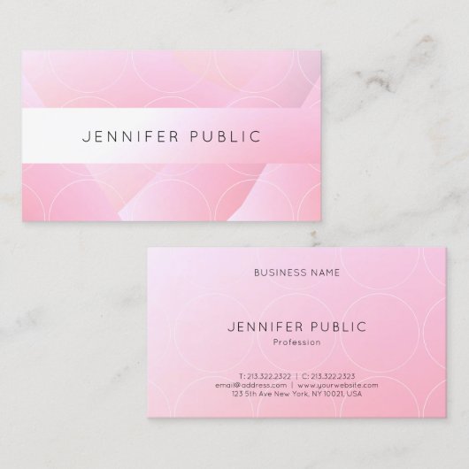 Rosa Weiß Modernes Template Elegantes Design Trend Visitenkarte (Vorne/Hinten)