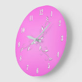 Rosa Weiß nummeriert Rebe-Akzente Große Wanduhr (Winkel)