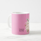 Rosa Weiß Rosa Rosen Floral Kaffeetasse (Vorderseite Links)