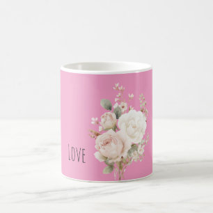Rosa Weiß Rosa Rosen Floral Kaffeetasse