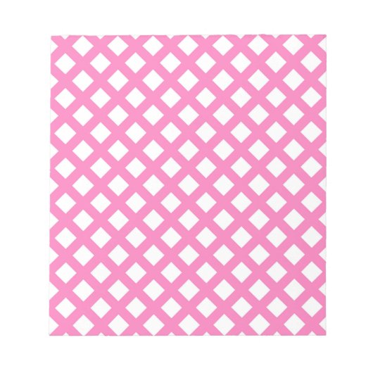 Rosa Weiß Schachbrett Diamant Muster Notizblock (Vorderseite)