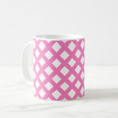 Rosa Weiß Schachbrett Diamantmuster Kaffeetasse (Vorderseite Links)