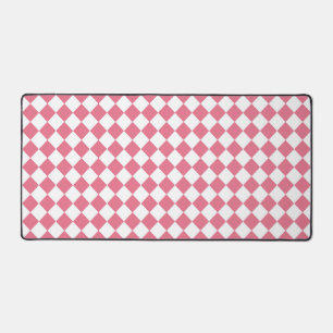 Rosa Weiß Schachbrett Diamantmuster Schreibtischunterlage