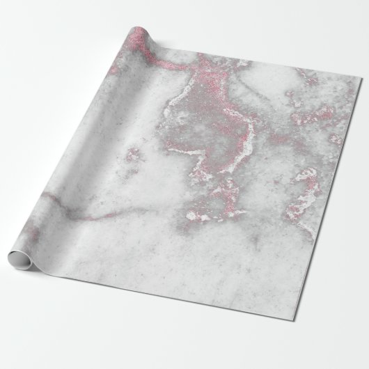Rosa Weiß Silbergrau Carrara Marmorstein Geschenkpapier (Ungerollt)