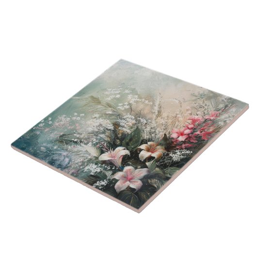 Rosa, weiß, tropisch fliese (Seite)