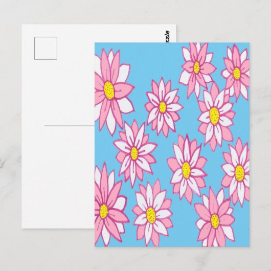 Rosa weiß und blau postkarte (Vorne/Hinten)