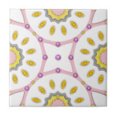 Rosa, weiß und gelb marokkanisches Muster mit Diam Fliese (Vorderseite)