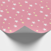Rosa weiß und gelb mit Sternen Geschenkpapier (Ecke)