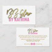 Rosa Weiß und Gold BB Glow Behandlung Visitenkarte (Vorne/Hinten)