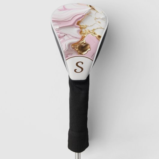 Rosa, Weiß und Gold Golf Headcover (Vorderseite)