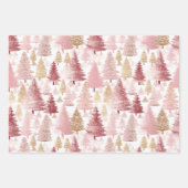 Rosa Weiß und Gold Pinsel Weihnachtsbaummuster Geschenkpapier Set (Vorderseite)