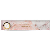 Rosa, weiß und goldfarbener Marmor Personalisiert Namensplakette (Vorderseite)