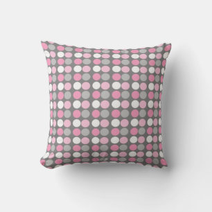 Rosa Weiß und Grau Polka Dot Kissen