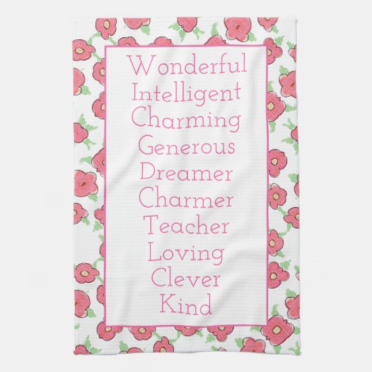 Rosa weiß und grün geschirrtuch (Vertikal)