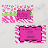 Rosa, Weiß und Grün Zebra & Geparden Visitenkarte (Vorne/Hinten)