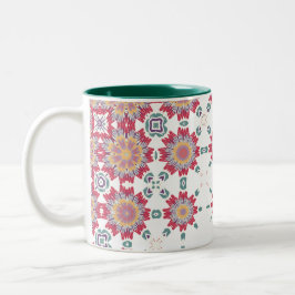 Rosa, weiß und Lila Aquarellfarben Blumendesign Zweifarbige Tasse