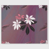 Rosa Weiß und Schwarz tropische Blumen Geschenkpapier (Flach)