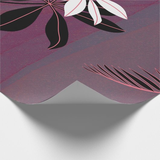 Rosa Weiß und Schwarz tropische Blumen Geschenkpapier (Ecke)