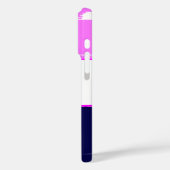 Rosa, Weiß und tiefblaue Streifen Case-Mate iPhone Hülle (Rückseite / Links)