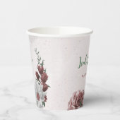 Rosa, Weiß und Zimt Rose Blume Grünpflanzen Party Pappbecher (Links)