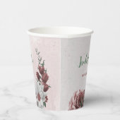 Rosa, Weiß und Zimt Rose Blume Grünpflanzen Party Pappbecher (Rechts)