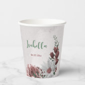 Rosa, Weiß und Zimt Rose Blume Grünpflanzen Party Pappbecher (Vorderseite)