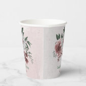 Rosa, Weiß und Zimt Rose Blume Grünpflanzen Party Pappbecher (Rechts)