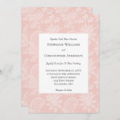 Rosa Weiß, Verziert floral Elegant Festliche Hochz Einladung (Vorne/Hinten)