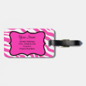 Rosa & Weiß Zebra & Cheeta Skin Personalisiert Gepäckanhänger (Rückseite horizontal)