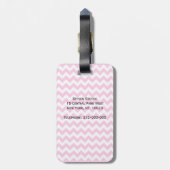 Rosa weiß Zickzack Zigzag Aquamarine Quatrefolie M Gepäckanhänger (Rückseite vertikal)