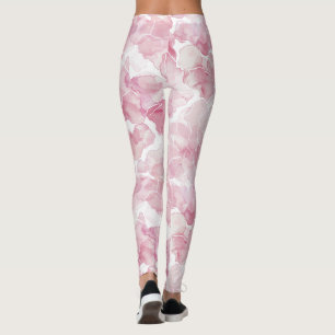 Rosa Weiße Abstrakte Florale Leggings