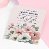 Rosa Weiße Aquarellblume 100. Geburtstag Einladung