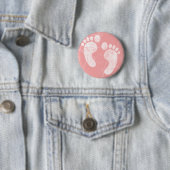 Rosa/weiße Baby-Abdrücke Button (Beispiel)