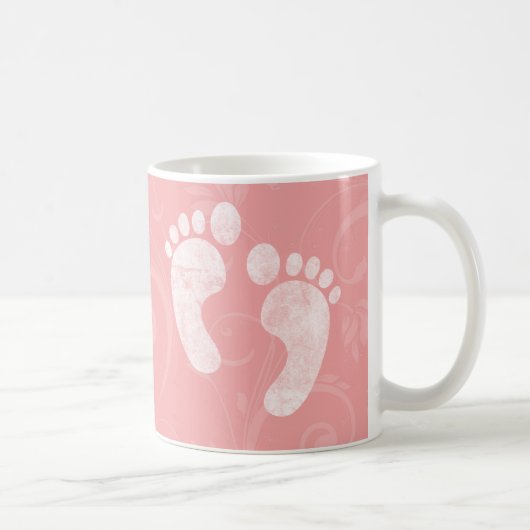Rosa/weiße Baby-Abdrücke Kaffeetasse (Rechts)