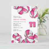 Rosa weiße Basketball Mädchen Geburtstag Einladung (Stehend Vorderseite)