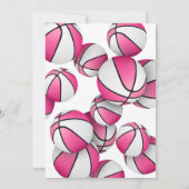 Rosa weiße Basketball Mädchen Geburtstag Einladung (Rückseite)