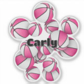 Rosa weiße Basketball mit Spielername Aufkleber (Vorderseite)