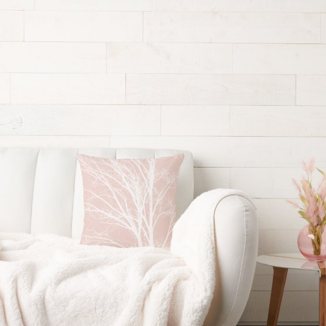 Rosa, weiße Baumzweige Kissen (Liege)
