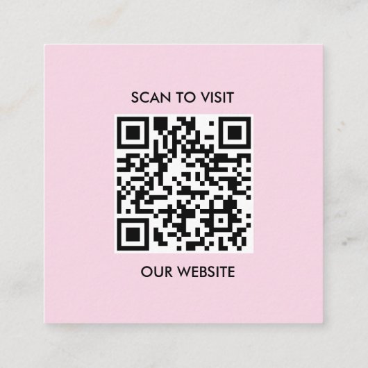 Rosa weiße, benutzerdefinierte Logos und QR-Code Quadratische Visitenkarte (Rückseite)