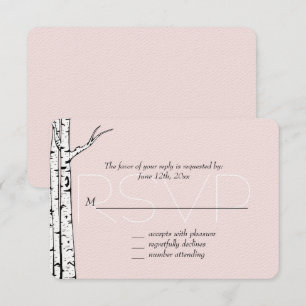 Rosa weiße Birkenbaume Hochzeit RSVP Karte