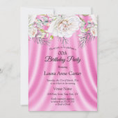 Rosa Weiße Blume Blumengeburt Party Einladung (Vorderseite)