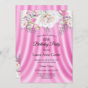 Rosa Weiße Blume Blumengeburt Party Einladung