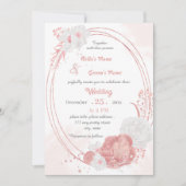 rosa-weiße Blume botanische geometrische Hochzeit Einladung (Vorderseite)