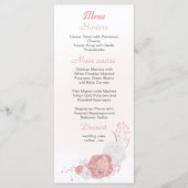 Rosa-weiße Blume botanische Hochzeit Menükarte (Vorderseite)