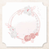 Rosa-weiße Blume botanische Hochzeit Untersetzer (Vorderseite)