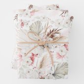 Rosa Weiße Blume Botanischer Boho Elegante Geschenkpapier Set (Beispiel)
