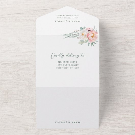 Rosa weiße Blume Einladung Hochzeit (Außenbereich)